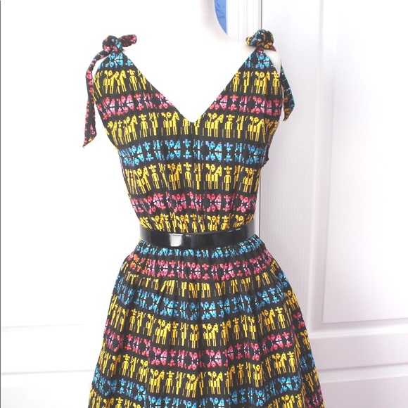Vintage IKAT Embroidered Party Dress HORSES - Picture 1 of 14